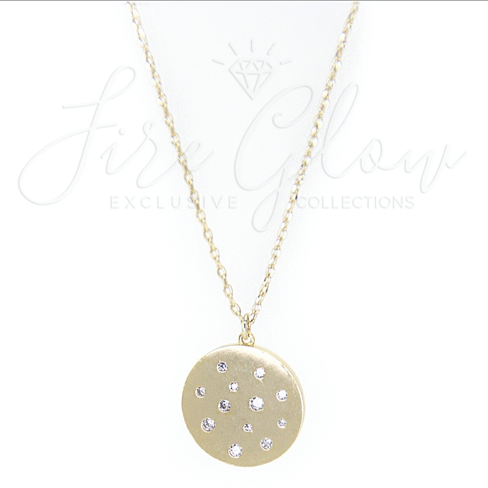 Gold Studded Disc Pendant Necklace